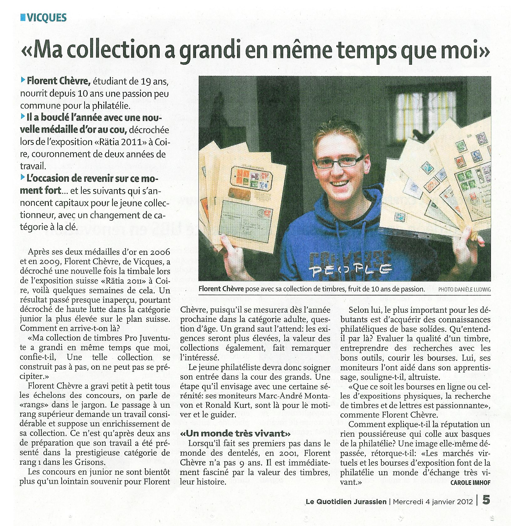  Quotidien jurassien - Florent Chèvre, Vicques - 4.1.2012